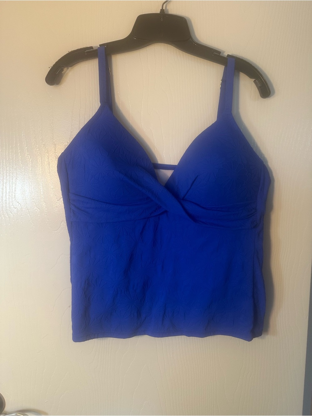 Women’s Blue Swim Cami with V-Neck and Adjustable Straps